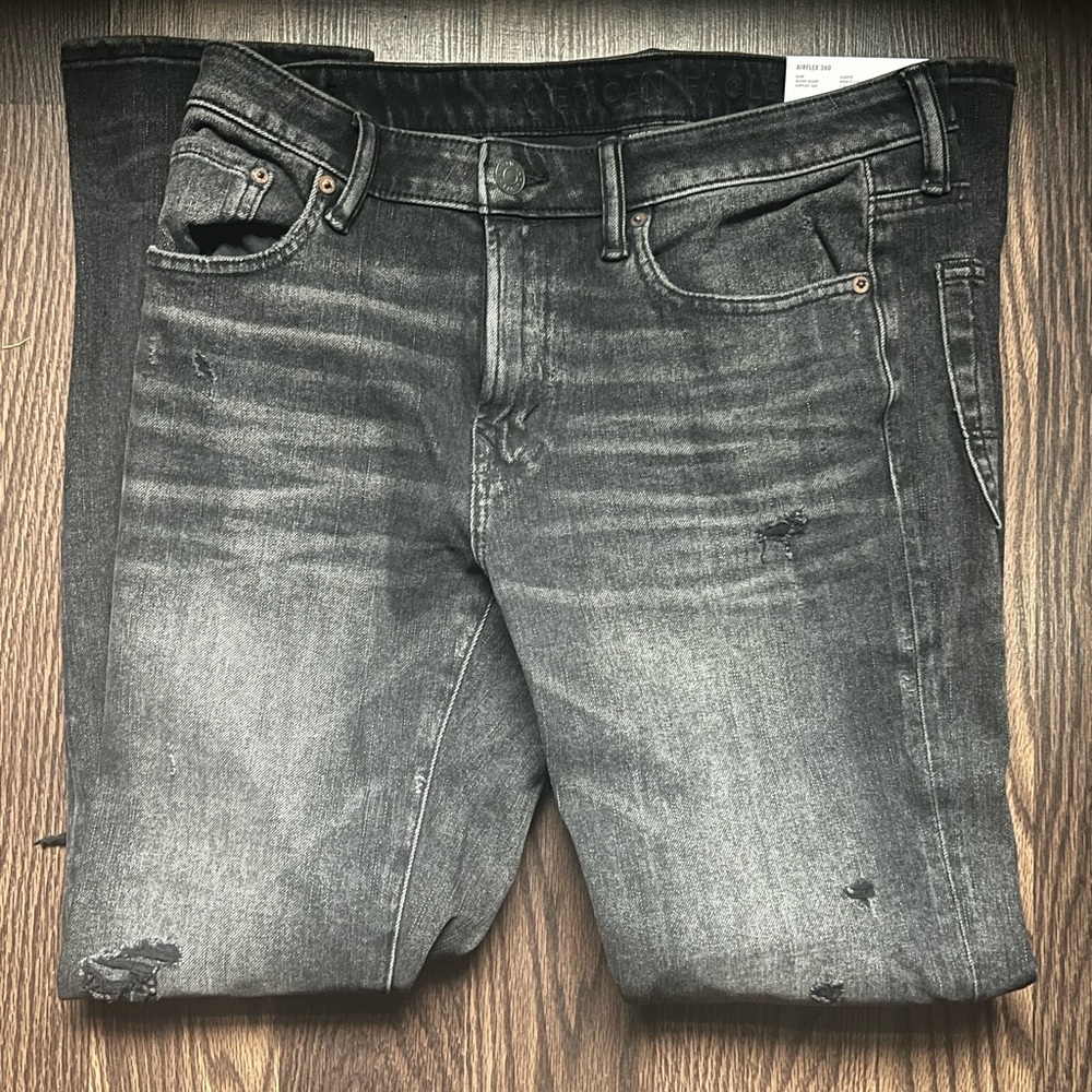AMERICAN EAGLE NWT AIRFLEX360 MENS DISTRESSED BLACK JEANS SIZE 32/32
